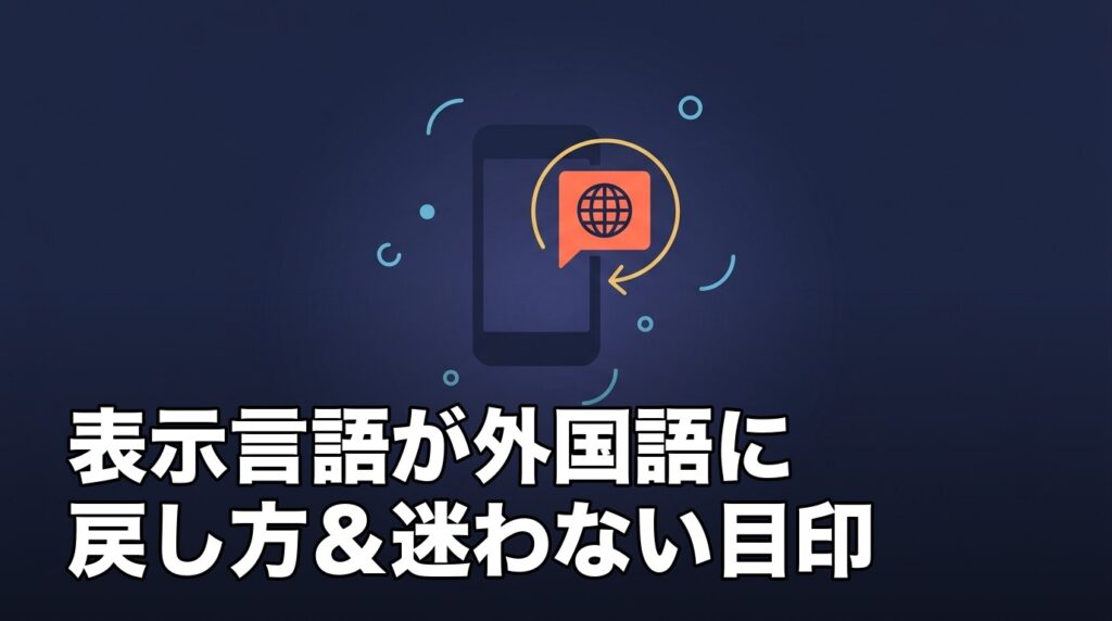 iPhoneの表示言語が外国語から日本語に戻る様子を表したイメージ画像