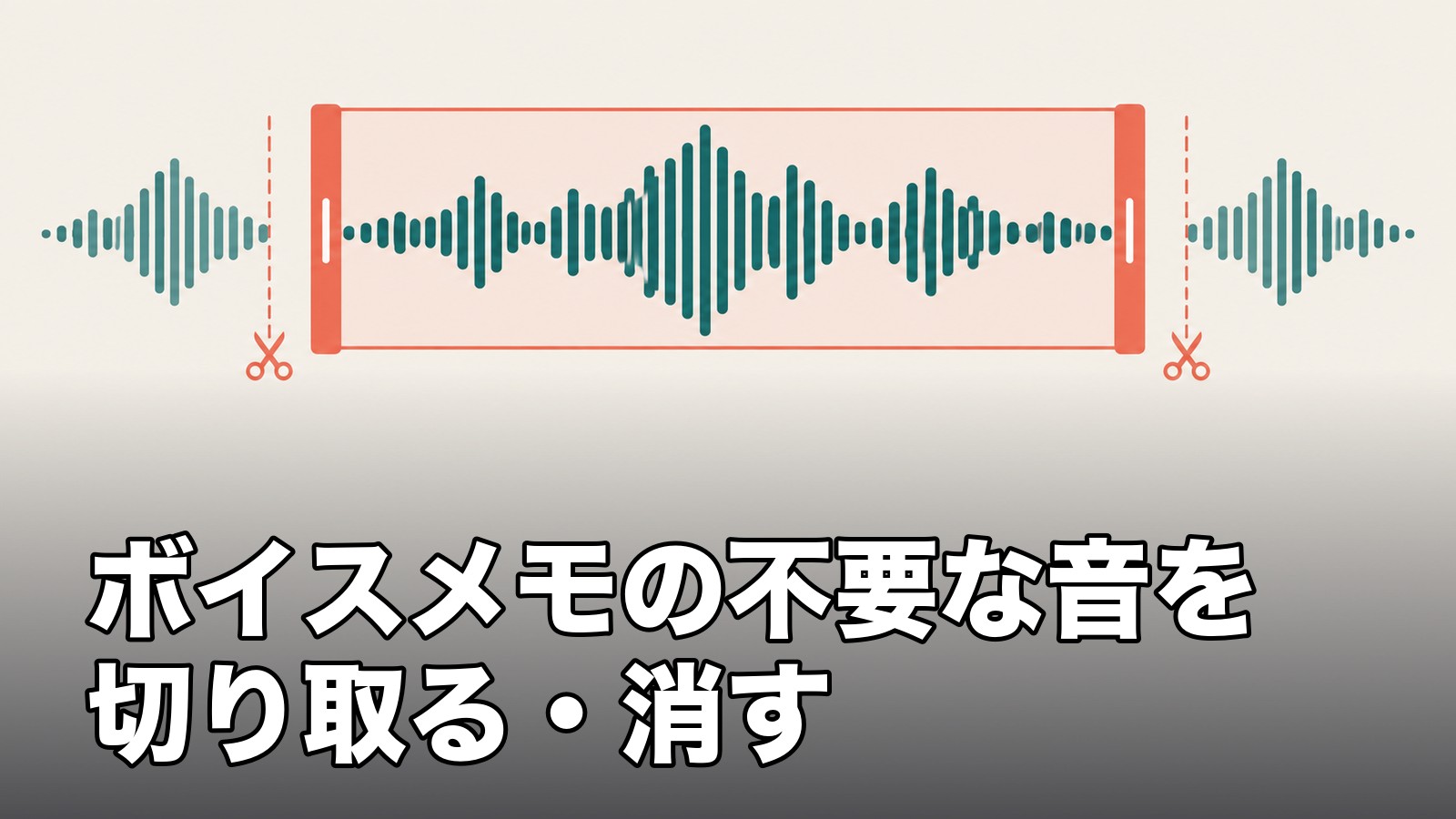 録音の波形から必要な範囲を切り取るイメージ。ボイスメモの不要な音を切り取る・消す