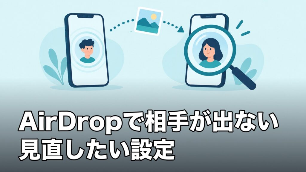 AirDropで相手が出ない見直したい設定を表すイラスト