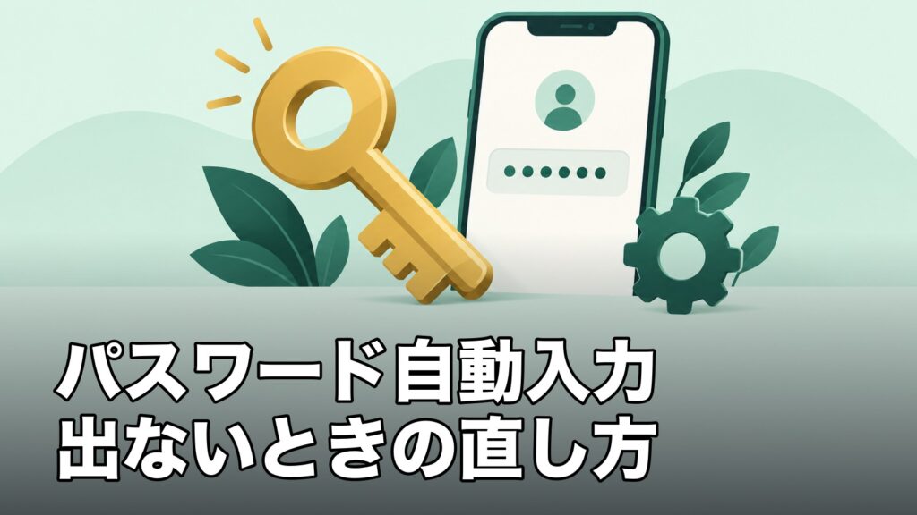 パスワード自動入力出ないときの直し方を表すイラスト
