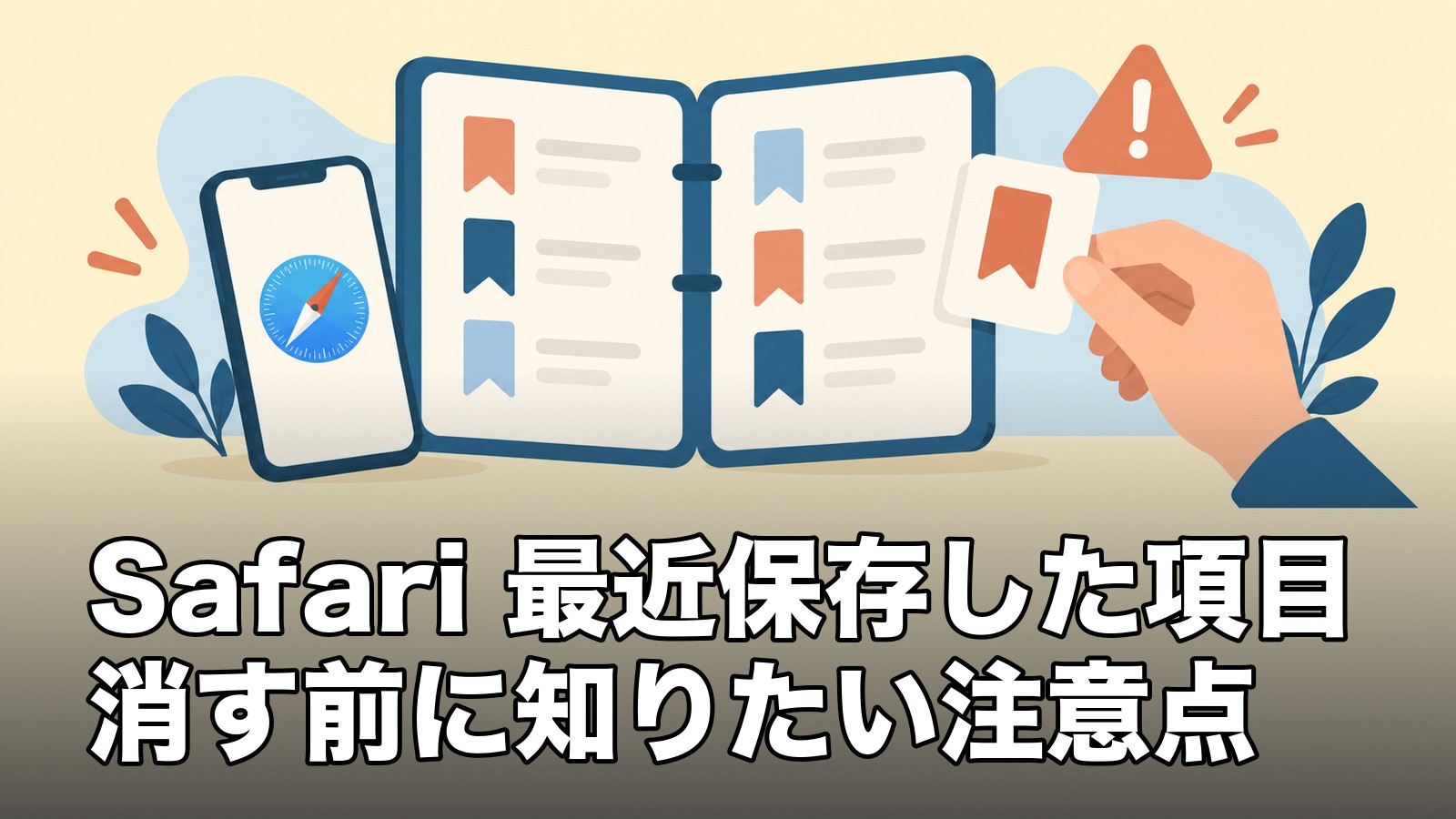Safari 最近保存した項目消す前に知りたい注意点を表すイラスト